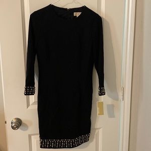 Michael Kors, black,  long sleeve dress with studs